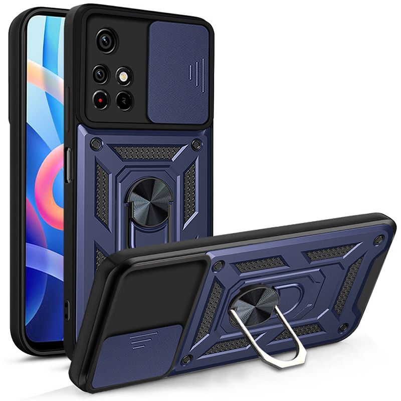 

Чехол с кольцом Bumper Case для Xiaomi Poco X4 Pro 5G (синий)
