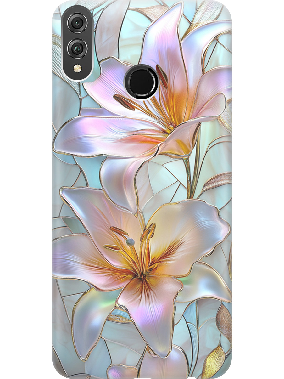 

Силиконовый чехол на Honor 8X с принтом "Витраж с лилиями", Прозрачный;белый;голубой;розовый, 719355523