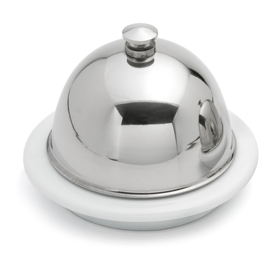 

Масленка для порционной сервировки Weis с крышкой d9 5х7см, Серебристый;белый