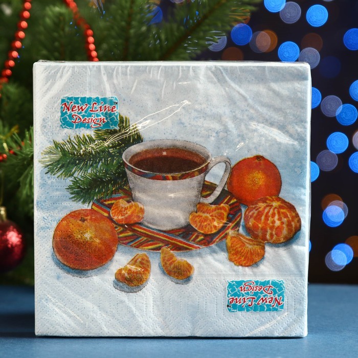

Салфетки бумажные New Line Fresco "Новым годом" МАНДАРИНЫ, 33х33 см, 3 слоя
