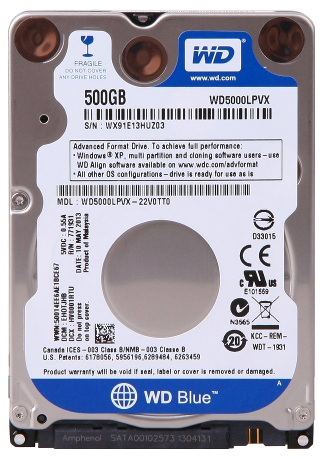 фото Внутренний жесткий диск western digital blue 500gb (wd5000lpcx)