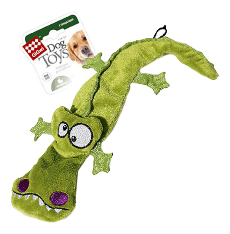 фото Мягкая игрушка для собак gigwi крокодил, зеленый, длина 38 см