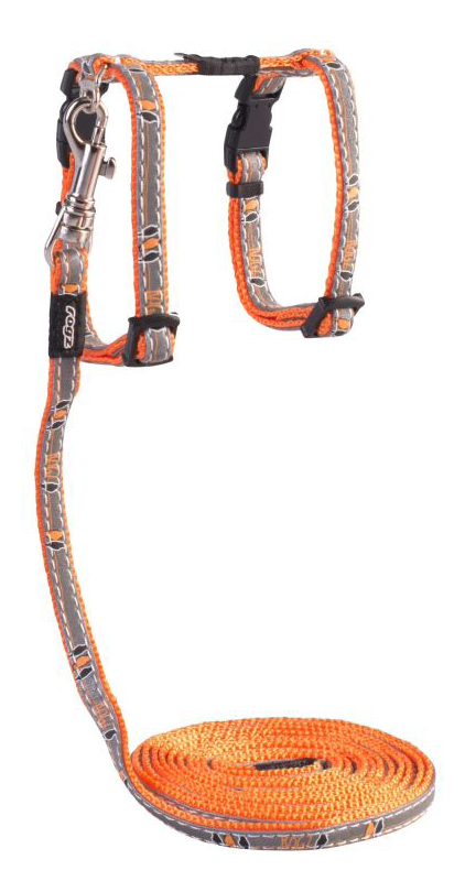 

Шлейка с поводком для кошек Rogz NightCat XS-8мм 1,8 м, Оранжевый, NightCat