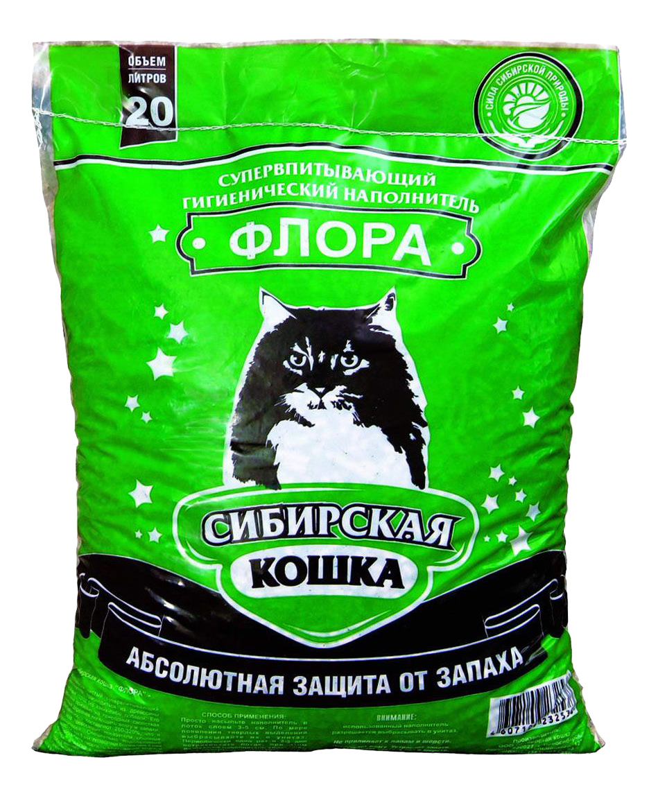 Впитывающий наполнитель Сибирская кошка Флора древесный, 8.5 кг, 20 л