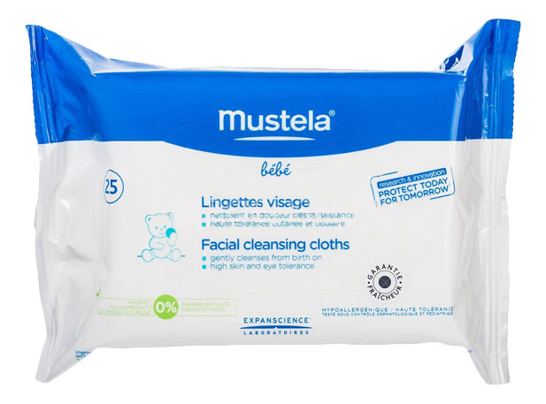 фото Детские влажные салфетки mustela очищающие 25 шт.