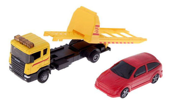 

Машинка металлическая scania tow truck с машинкой 1:48 Autotime 48743, Scania Tow Truck с машинкой