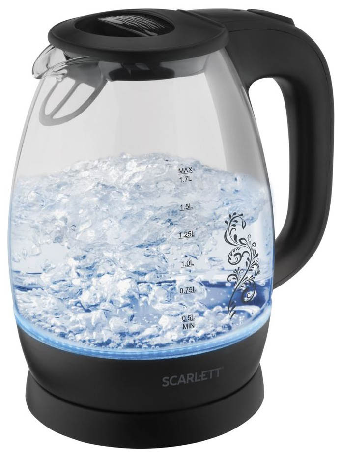 Чайник электрический Scarlett SC-EK27G34 1.7 л черный, прозрачный