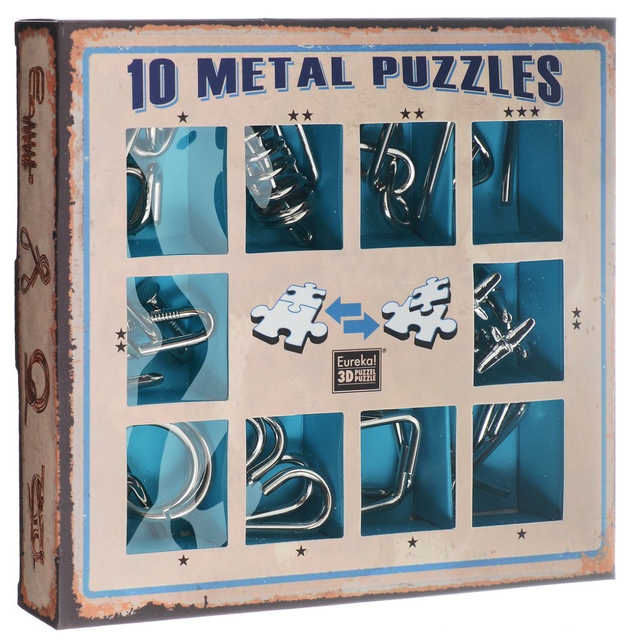 Головоломка Eureka 3D Puzzle синий металлический 10 шт. 473356 головоломка eureka карибский секретный побег caribbean secret escape box