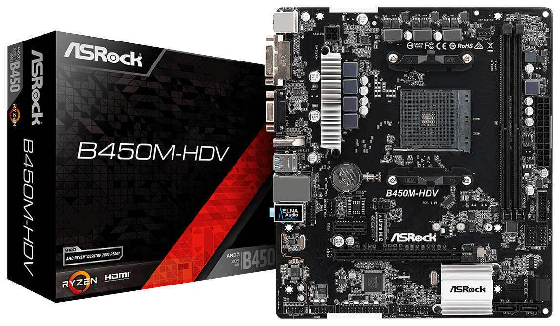 фото Материнская плата asrock b450m-hdv