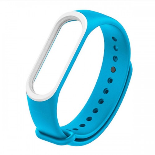 фото Силиконовый браслет xiaomi mi band 4 с окантовкой light blue с белым