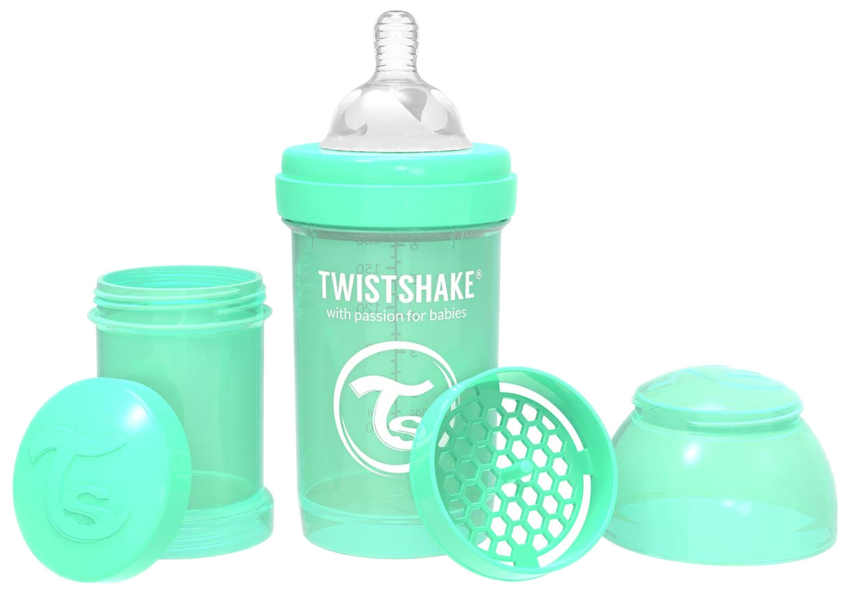 фото Антиколиковая бутылочка twistshake для кормления зелёный pastel green 180 мл