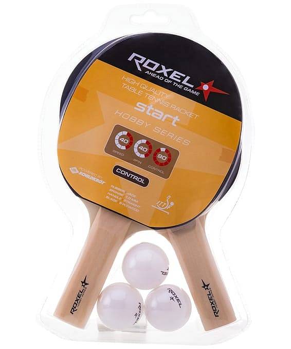 

Набор для настольного тенниса Roxel Hobby Start 2 ракетки, 3 мяча, Hobby Start