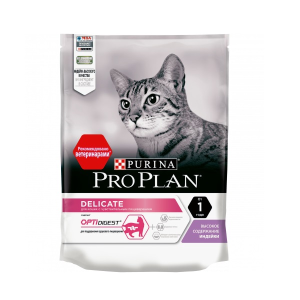 фото Сухой корм для кошек pro plan delicate optidigest, индейка, 0,2кг