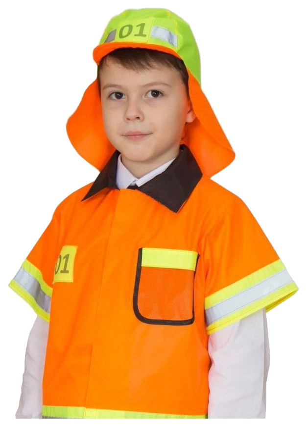 фото Карнавальный костюм учитель пожарный, цв. оранжевый р.134