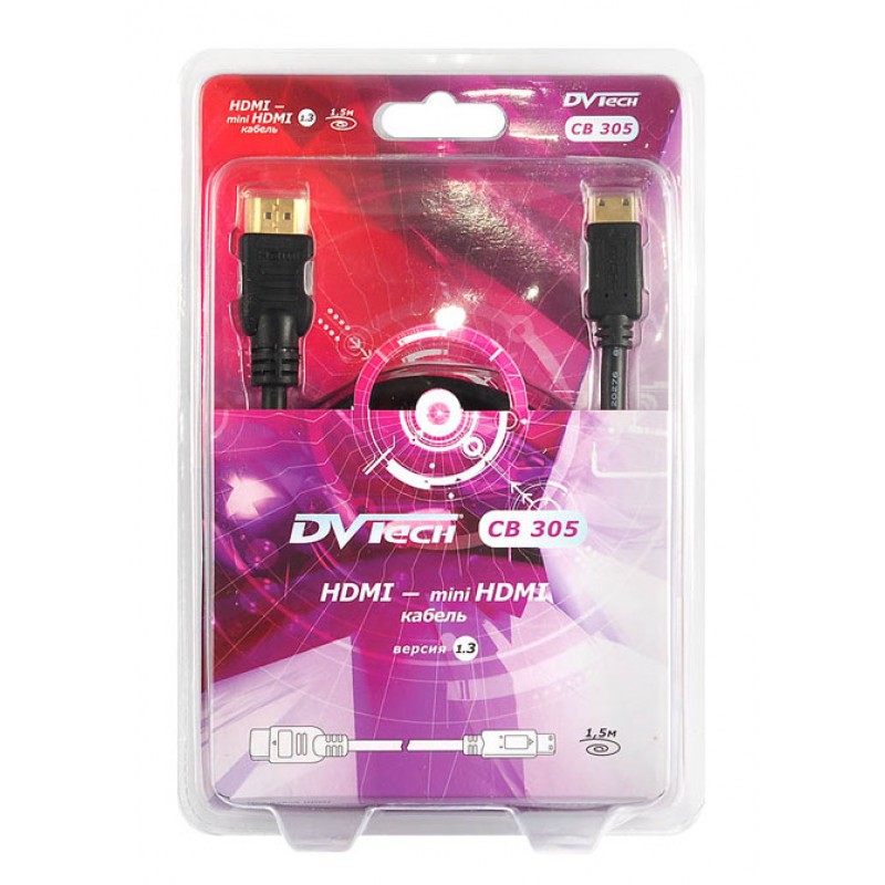 фото Кабель dvtech hdmi - mini hdmi, 1,5м black (cb305)