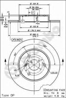 фото Тормозной диск brembo 08816310