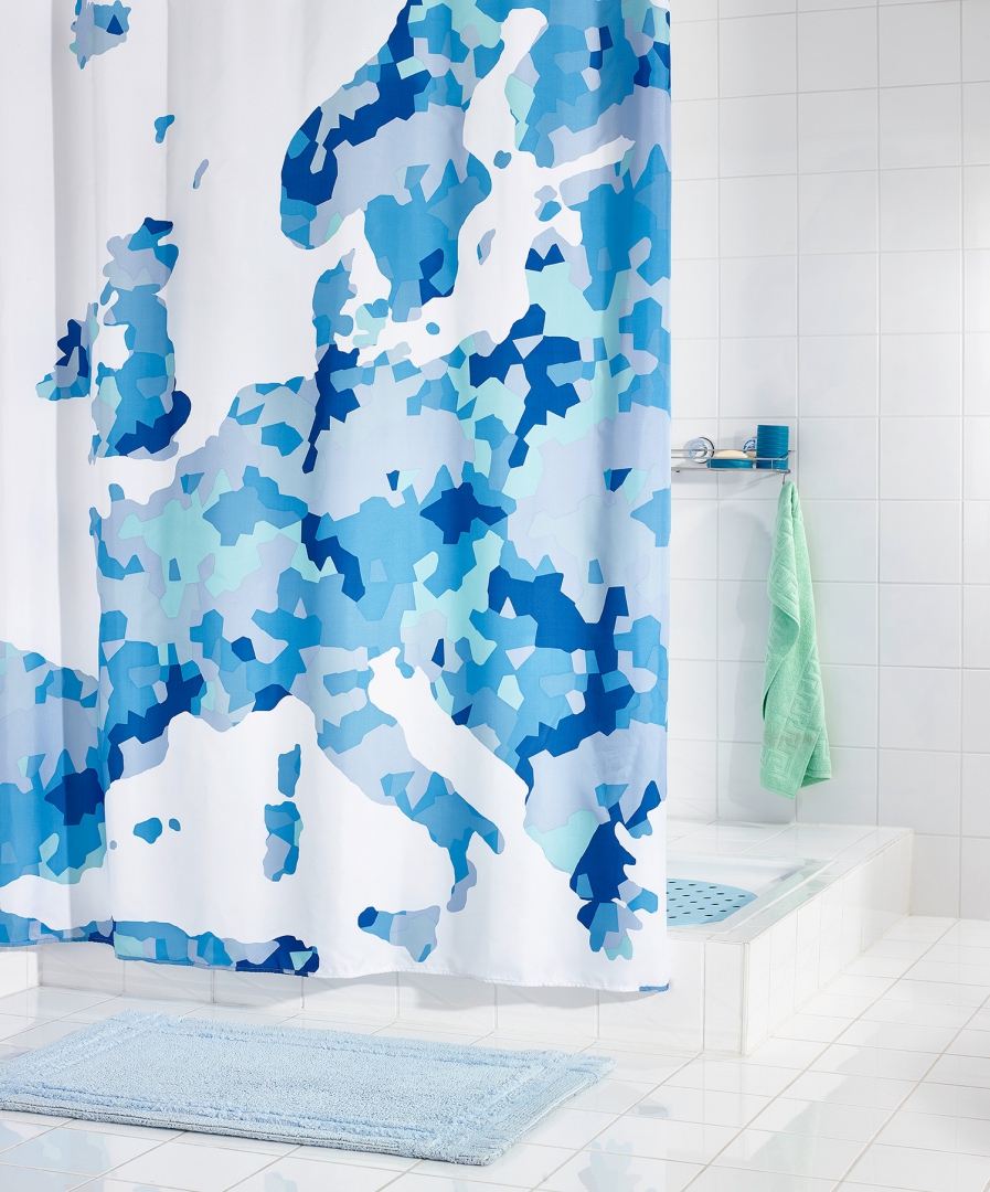 фото Штора для ванных комнат europe синий 180х200 ridder