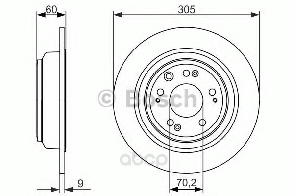 фото Тормозной диск bosch задний для honda accord 2.4 2008- d=305мм. 0986479740