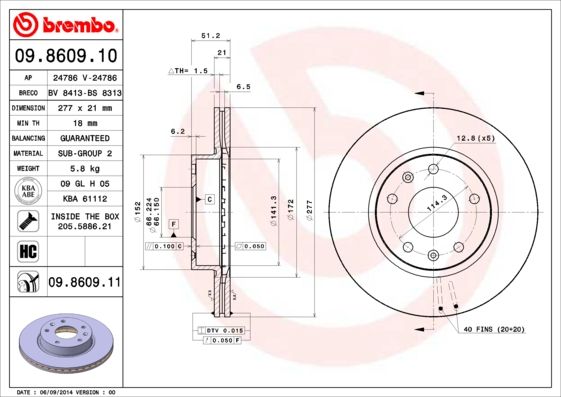 фото Тормозной диск brembo 09.8609.11