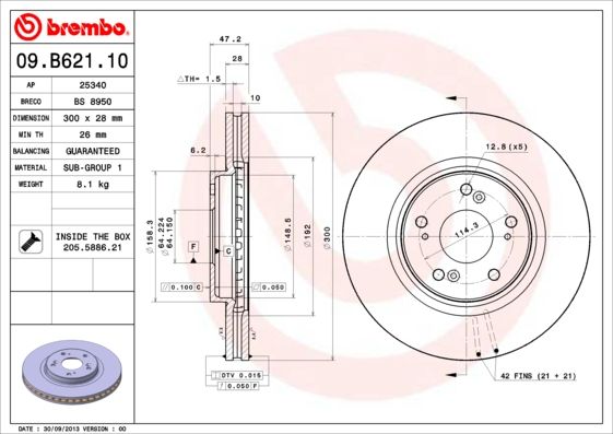 фото Тормозной диск brembo 09.b621.10