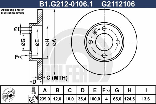 фото Тормозной диск galfer b1.g212-0106.1