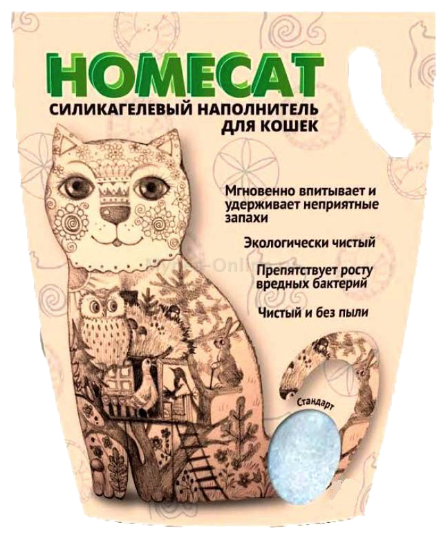 фото Впитывающий наполнитель для кошек homecat силикагелевый, 5.9 кг, 12.5 л