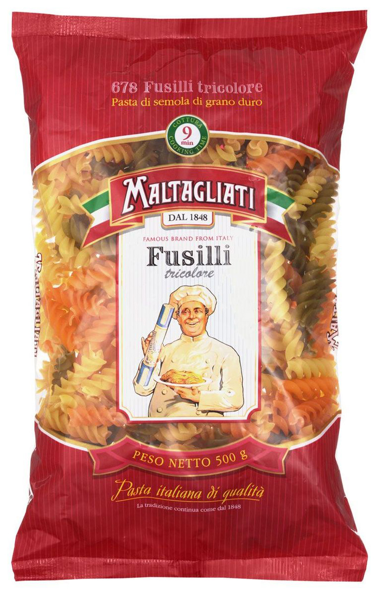 фото Макаронные изделия maltagliati fusilli tricolore 500 г