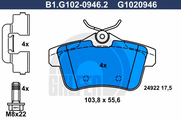 

Тормозные колодки GALFER дисковые B1G10209462