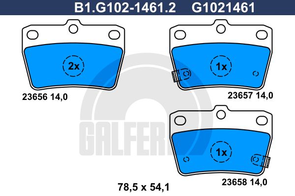 

Комплект тормозных дисковых колодок GALFER B1.G102-1461.2