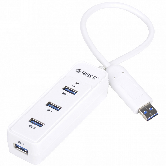 

USB-концентратор Orico 4 Port USB3,0 HUB W5PH4-U3 (White), 4 Port USB3,0