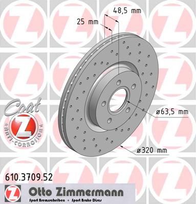 фото Тормозной диск zimmermann 610.3709.52