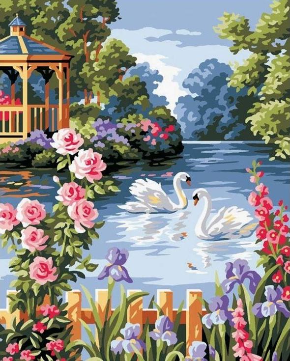

Картина по номерам Paintboy Лебеди на пруду, 40x50 см, Лебеди на пруду
