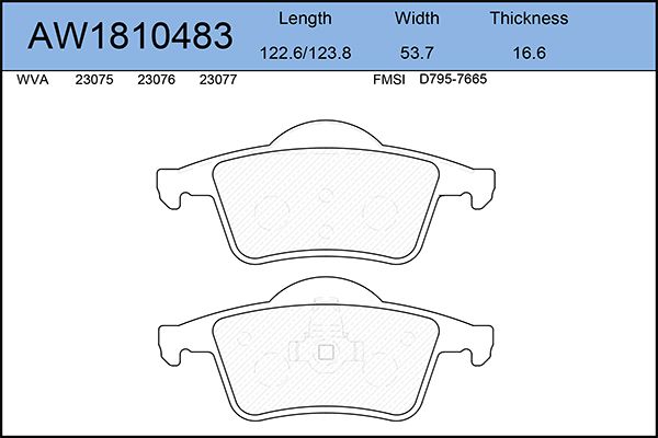 фото Комплект тормозных колодок, дисковый тормоз aywiparts aw1810483