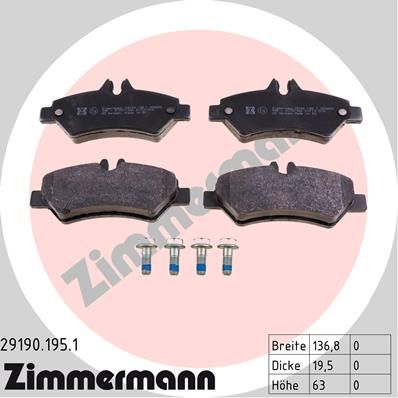 фото Комплект тормозных колодок, дисковый тормоз zimmermann 29190.195.1