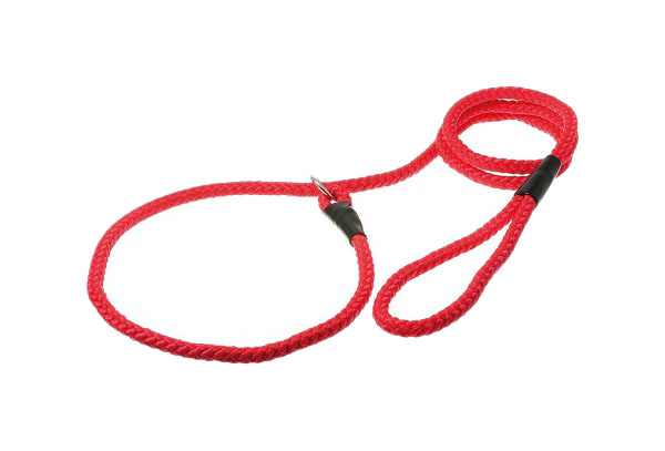 фото Поводок для собак v.i.pet, удавка, круглый с кольцом, нейлон, красный, 1,7 м x 8 мм