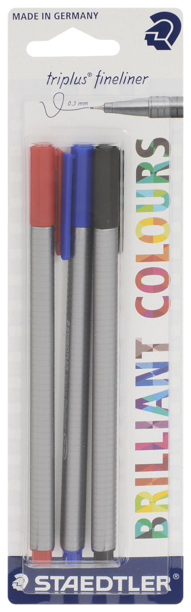 фото Капиллярная ручка triplus liner 0,3мм, набор 3 цвета staedtler