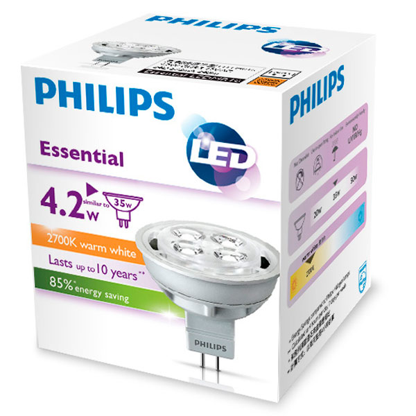 Лампа LED Philips Essential LED 4.2-35W 2700K
