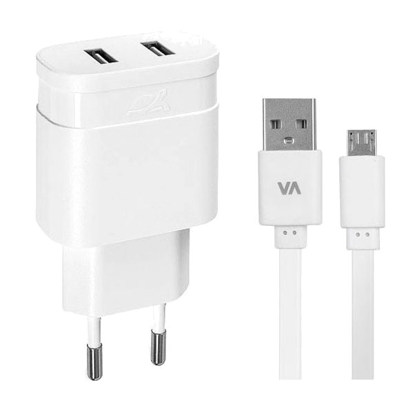 фото Сетевое зарядное устройство rivacase rivapower va 4122 wd1, 2 usb, 2,4 a, white