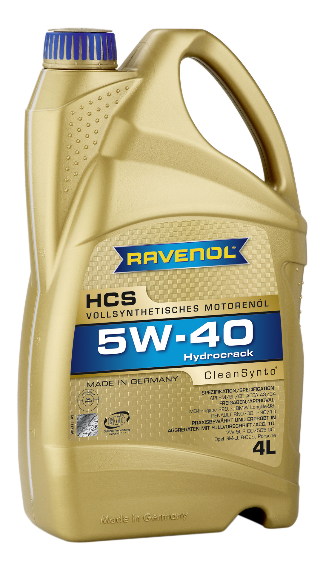 

Моторное масло Ravenol HCS 5W40 4л, HCS