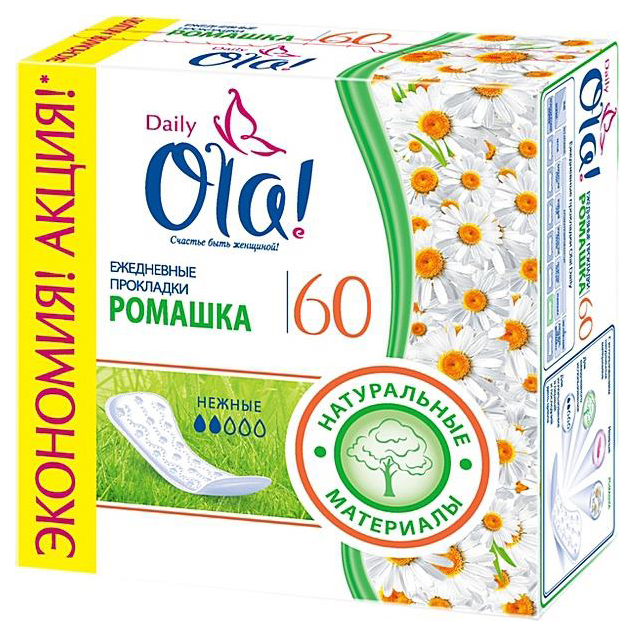 

Прокладки Ola! Daily Ромашка ежедневные 60 шт, daily Ромашка ежедневные