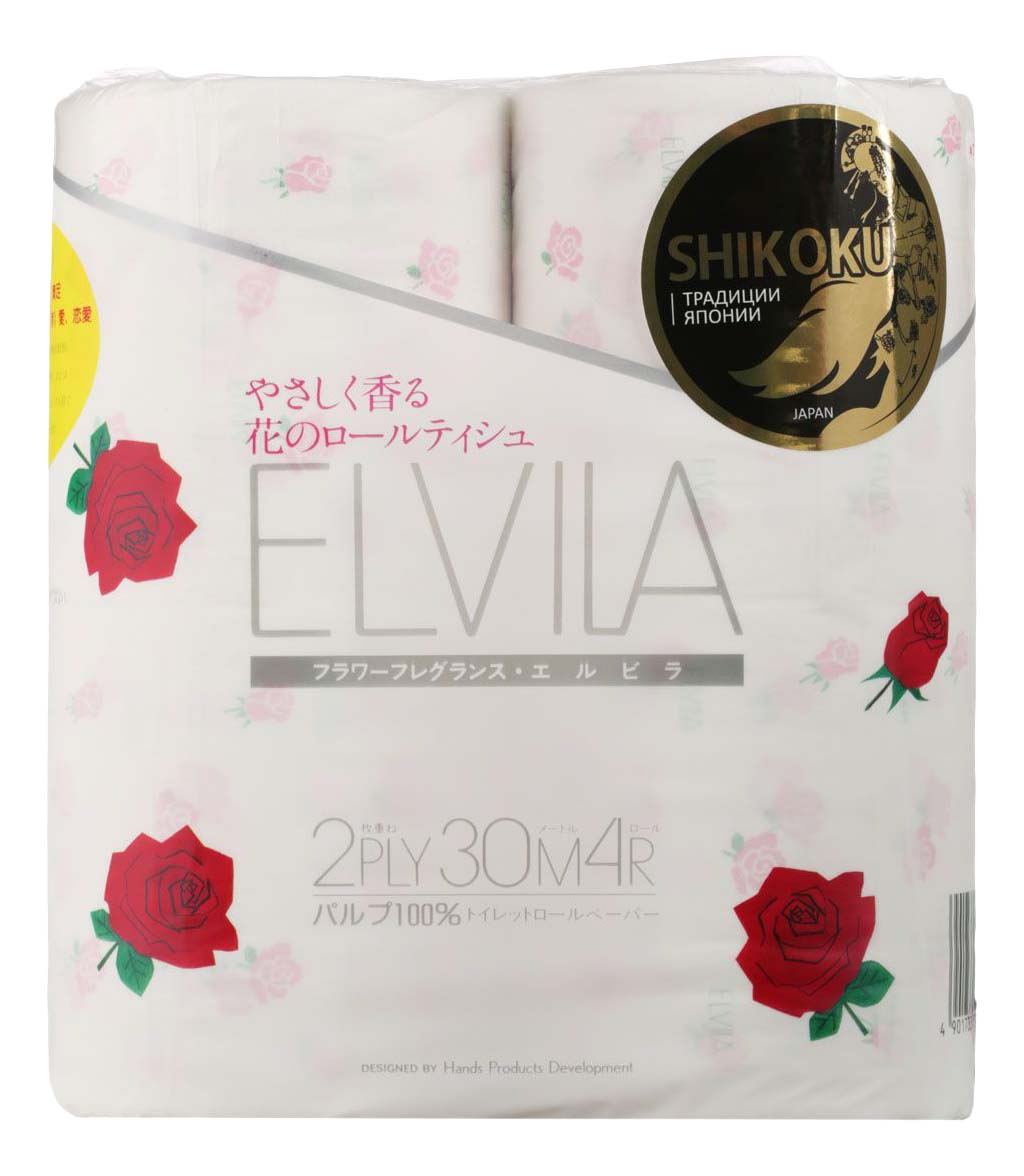 Купить Туалетная бумага SHIKOKU Elvila 2-ух слойная 4 шт., туалетная бумага Elvila 4 шт, белый; розовый, Япония