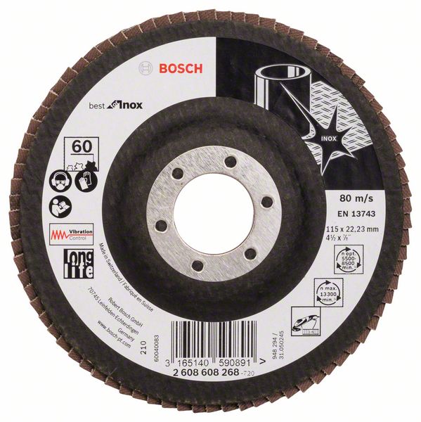 Круг лепестковый Bosch НЕРЖ 115мм P60 Inox 2608608268