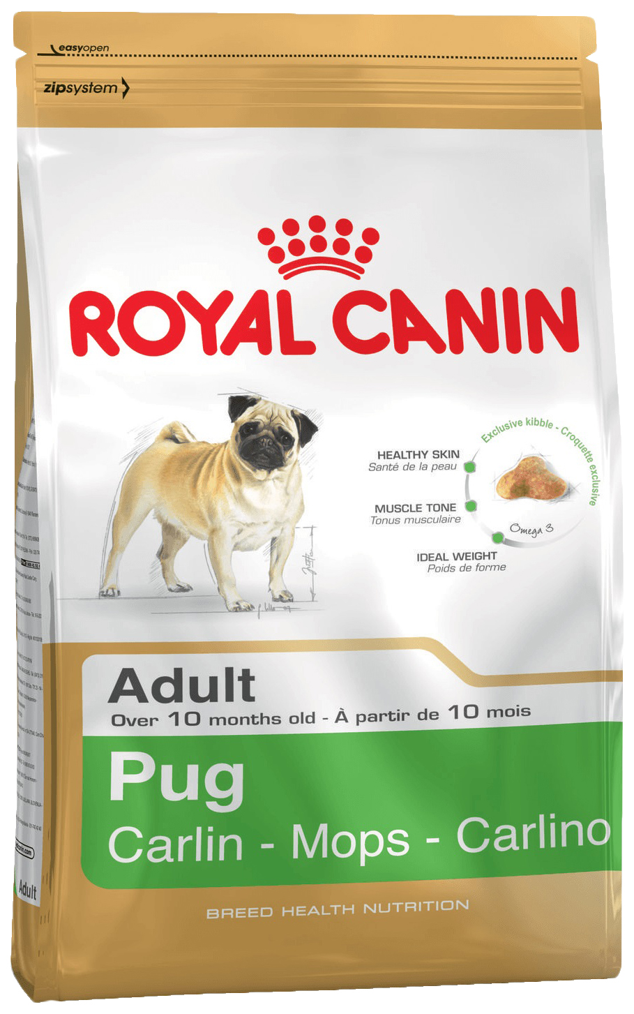 фото Сухой корм для собак royal canin pug adult, птица, 1.5кг