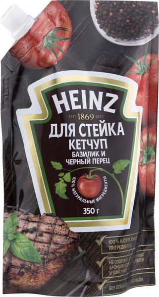 Кетчуп для стейка Heinz базилик и черный перец 350 г