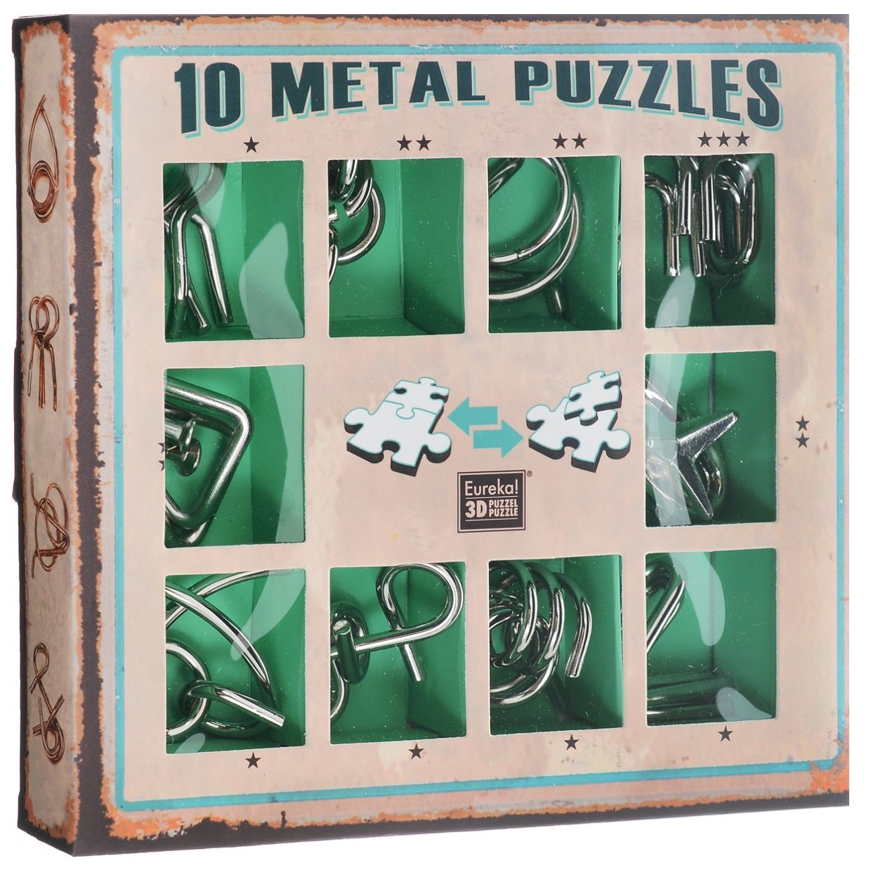 Головоломка Eureka 3D Puzzle зеленый металлический 10 шт. 473357 головоломка eureka карибский секретный побег caribbean secret escape box