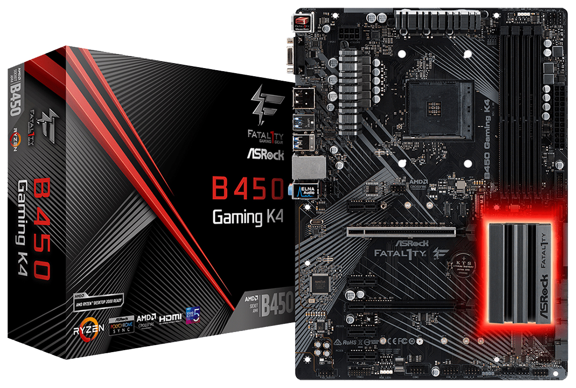 фото Материнская плата asrock fatal1ty b450 gaming k4