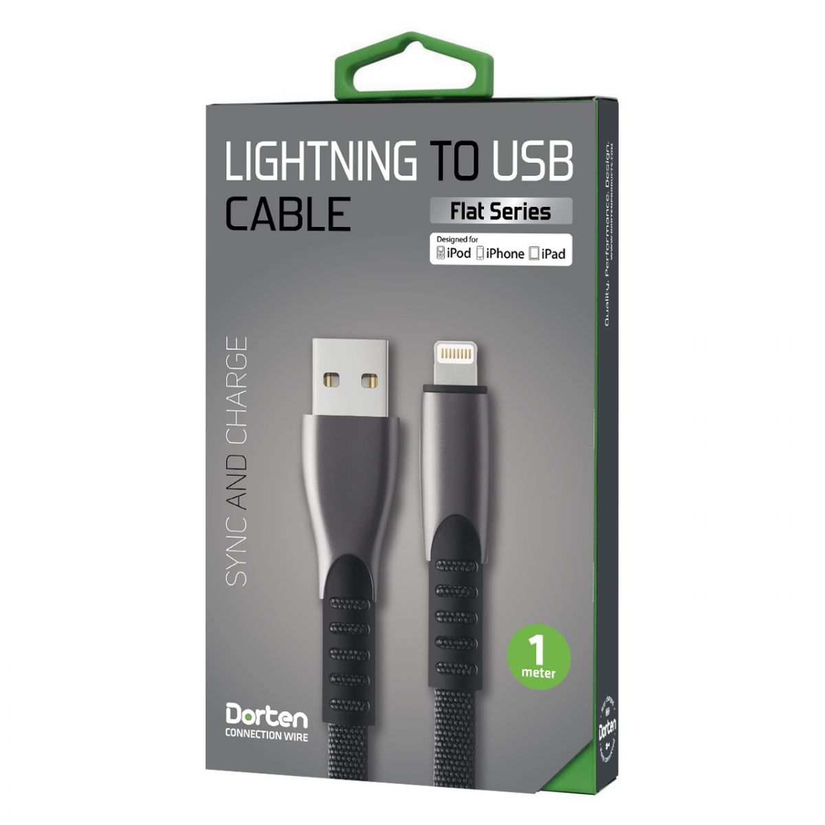 Кабель Dorten Lightning to USB Cable Flat Series 1 м Black