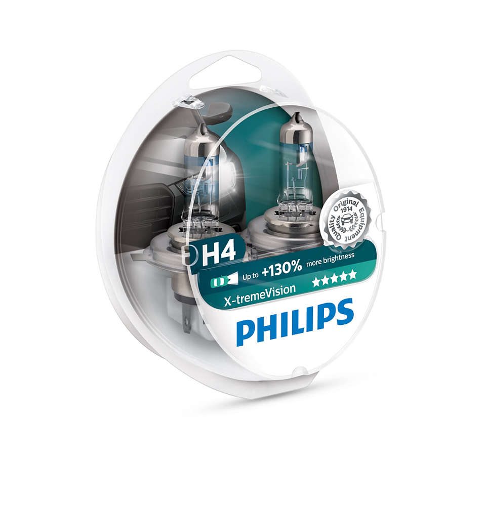 фото H4 x-treme vision 130% 12v 60/55w лампа в блистере 2шт philips арт. 12342xv s2