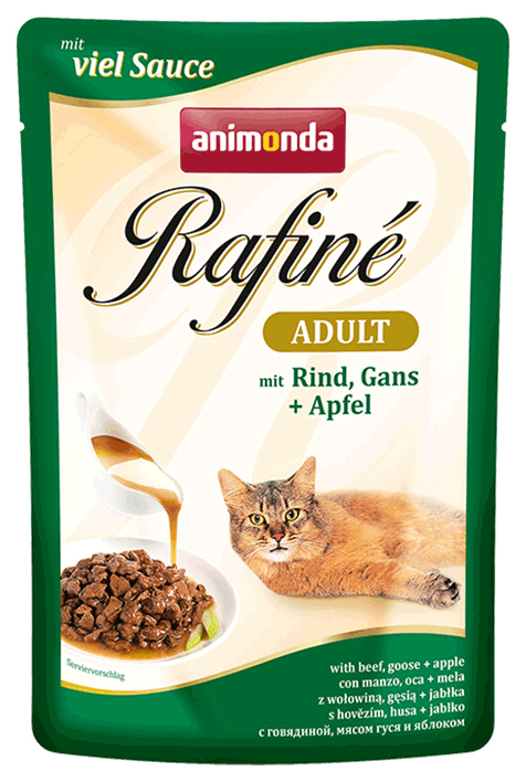 фото Влажный корм для кошек animonda rafine adult, говядина, мясо гуся и яблоки, 24шт по 100г