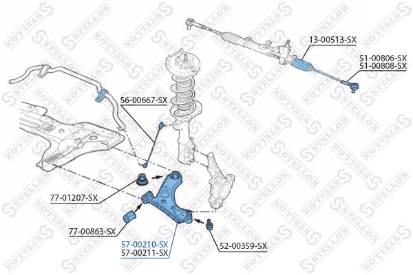 фото Рычаг подвески stellox 57-00210-sx